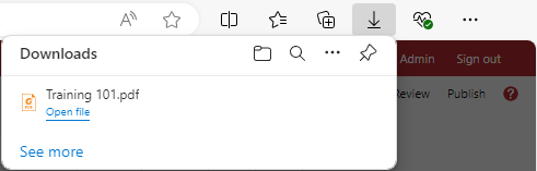 Exported PDF File on the Downloads Browser Drop-down List Exported PDF File on the Downloads Browser Drop-down List